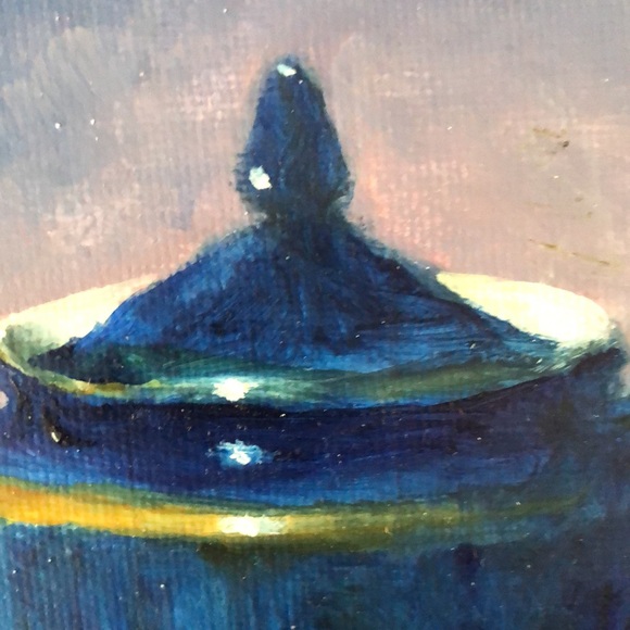 “Day Lilies and Blue Teapot” by Jack Downs oil on canvas 2016/8x10/not framed - Picture 7 of 9